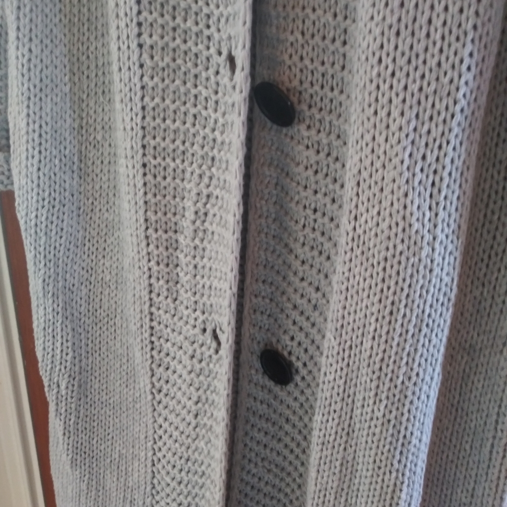 Women's Cotton Blend Baby Blue Sweater Coat sz L